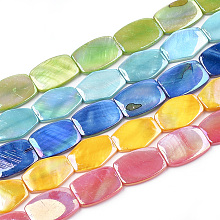 ARRICRAFT AB Color Freshwater Shell Bead Strands, Dyed, Rectangle, Mixed Color, 21x15x3~4mm, Hole: 1mm, about 19pcs/strand, 15.3 inches