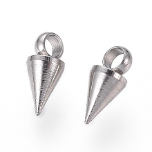 Honeyhandy 304 Stainless Steel Pendants, Spike/Cone, Stainless Steel Color, 7.5x3mm, Hole: 1.5mm