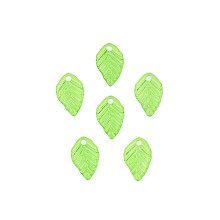 Honeyhandy Transparent Acrylic Charms, Leaf, Lime Green, 13.5x8.5x2mm, Hole: 1.6mm