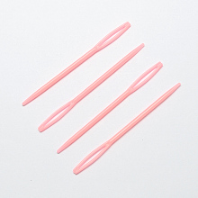 Honeyhandy Child Plastic Knit Needles Sewing Knitting Cross Stitch, Hot Pink, 71x4x2mm, Hole: 17x1.5mm