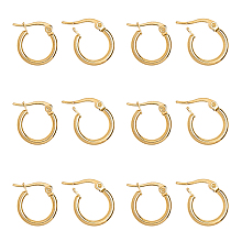 Unicraftale Ring 304 Stainless Steel Hoop Earrings, Golden, 12 Gauge, 15x2mm; Pin: 1x0.7mm; 12pairs/box