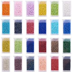 Arricraft 24 Color 3mm Seed Beads, 8/0 Small Round Glass Beads Jewelry Kit with Removable Organizer Box for Friendship Bracelet Making Beading Weaving  ( SEED-PH0012-SZ-1 )