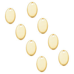 Unicraftale 304 Stainless Steel Charms, Stamping Blank Tag, Oval, Golden, 12.5x7.5x1mm, Hole: 1.5mm; 50pcs/box