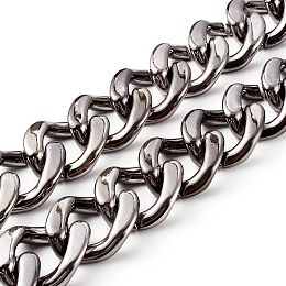 Honeyhandy UV Plating ABS Plastic Curb Chains, Twisted Chains, Gunmetal, 39x31.5x9mm, about 39.37 inch(1m)/strand