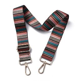 WADORN Adjustable Nylon Bag Chains Strap, with Light Gold Iron Swivel Clasps, for Bag Replacement Accessories, Colorful, Stripe Pattern, 82~147x3.9cm