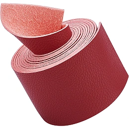 GORGECRAFT Lychee Pattern Leather Strap 78 Inch Long 2 Inch Wide Flat Cord Red Leather Belt Strips for Crafts DIY Projects Clothing Pet Collars Traction Ropes Belt Keychains Wrapping