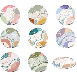 GLOBLELAND Set of 9 Round Absorbing Stone Coasters with Cork Base, Ceramic Drink Coasters Funny Birthday Housewarming for Tabletop Protection, Suitable for Kinds of Cups, Wooden Table