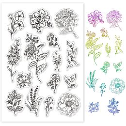 GLOBLELAND Flowers Clear Stamps Transparent TPR Stamp Acrylic Stamping Block for Card Making Decoration and DIY Scrapbooking