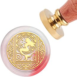 CRASPIRE Wax Seal Stamp Mermaid Vintage Sealing Wax Stamps Moon 30mm Removable Brass Head Sealing Stamp with Wooden Handle for Halloween Wedding Invitations Christmas Xmas Party Gift Wrap