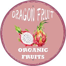 CREATCABIN Metal Tin Signs Funny Round Dragon Fruit Organic Fruits Iron Poster Plaque Painting Tin Sign Vintage for Shop Bar Pub Home Kitchen Coffee Garage Wall Decoration Pink 12inch