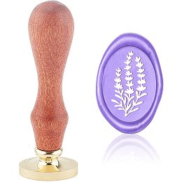 CRASPIRE Wax Seal Stamp Leaf Oval Wax Sealing Stamp Lavender Retro Vintage Brass Head Wooden Handle Removable for Halloween Wedding Invitations Envelopes Party Christmas Xmas Gift Wrap