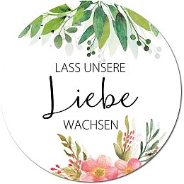 CREATCABIN 192Pcs Let Love Grow Stickers Greenery Wedding Stickers Flower Favor Labels for Birthday Party Gift Wedding Invitation Shops Envelope Seals 1.77 Inch-Lass unsere Liebe wachsen(German)