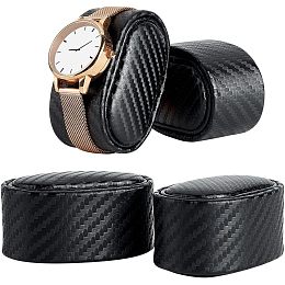 PandaHall Elite 4pcs PU Leather Watch Pillow Inserts Black Watch Display Pillow Oval Watch Cushion Pad with Cover for Small Business Selling Bracelet Watch Bangle Display Storage, 2.6×1.8×1.4"