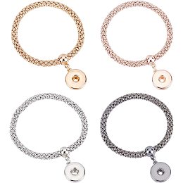 CHGCRAFT 4Pcs 4 Colors Snap Button Bracelets Corn Chain Bracelet Multilayer Stretch Bracelets for Jewelry Making