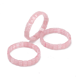 Honeyhandy Natural Rose Quartz Gemstone Stretch Bracelets, Faceted, Rectangle, 2-3/8 inch(6cm)