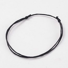 Honeyhandy Adjustable Waxed Cord Bracelets, Black, 50~100mm(2 inch~3-7/8 inch)