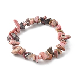 Honeyhandy Chip Natural Rhodonite Stretch Beaded Bracelets for Kids, Inner Diameter: 1-3/4 inch(4.5cm)