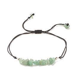 Honeyhandy Natural Green Aventurine Chips Braided Bead Bracelet, Gemstone Adjustable Bracelet for Women, Inner Diameter: 5/8~3-5/8 inch(1.6~9.3cm)