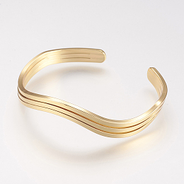 Honeyhandy Brass Cuff Bangle, Real 18K Gold Plated, 2 inchx2-1/4 inch(50x58mm)