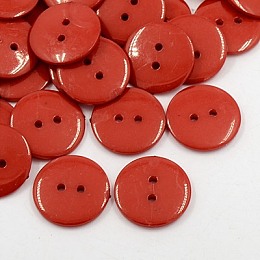 Honeyhandy Acrylic Sewing Buttons, Plastic Buttons for Costume Design, 2-Hole, Dyed, Flat Round, Dark Red, 17x2mm, Hole: 1mm