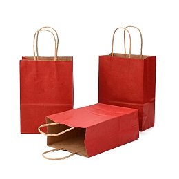 Honeyhandy Kraft Paper Bags, Gift Bags, Shopping Bags, with Handles, Dark Red, 15x8x21cm