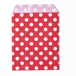 Honeyhandy Kraft Paper Bags, No Handles, Food Storage Bags, Polka Dot Pattern, Red, 18x13cm