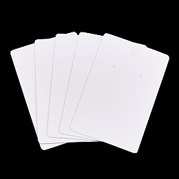 Honeyhandy Rectangle Paper One Pair Earring Display Cards with Hanging Hole, Jewelry Display Card for Pendants and Earrings Storage, White, 9x6x0.06cm, Hole: 6mm and 1.6mm