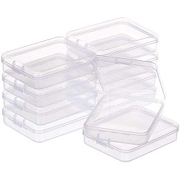 BENECREAT 10 Packs 3.7x4.7x1.1" Clear Rectangle Plastic Storage Box Bead Storage Containers with Lids for Cards, Clips and Other Craft Accessories