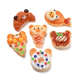 Honeyhandy Imitation Food Resin Decoden Cabochons, Bear Bread, Mixed Shapes, Mixed Color, 18~26.5x20~31x11~13mm