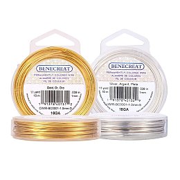 BENECREAT 2 Rolls 18-Gauge Tarnish Resistant Silver/Gold Coil Wire, 66-Feet/22-Yard in Total