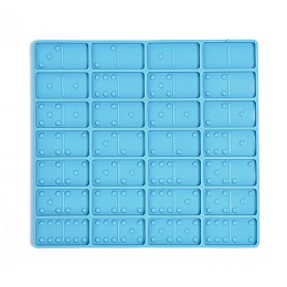 Honeyhandy DIY Dominoes Silicone Molds, Resin Casting Molds, For UV Resin, Epoxy Resin Jewelry Making, Rectangle with Polka Dot Pattern, Deep Sky Blue, 205x189x6.5mm, Inner Diameter: 48.5x24.5mm