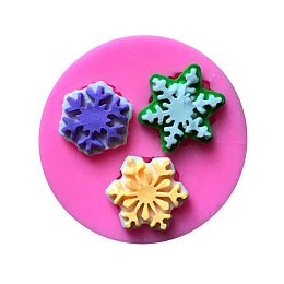 Honeyhandy Food Grade Silicone Molds, Fondant Molds, For DIY Cake Decoration, Chocolate, Candy, UV Resin & Epoxy Resin Jewelry Making, Snowflake, Pink, 55x10mm