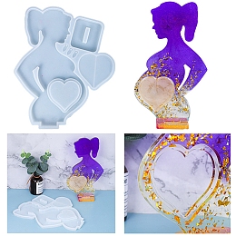 Honeyhandy Pregnant Woman Photo Frame Silicone Molds, Resin Casting Molds, For UV Resin, Epoxy Resin Jewelry Making, White, 272x224x11mm