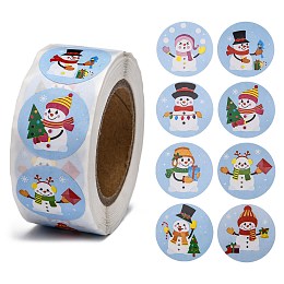 Honeyhandy Christmas Roll Stickers, 8 Different Designs Decorative Sealing Stickers, for Christmas Party Favors, Holiday Decorations, Christmas Themed Pattern, 25mm, about 500pcs/roll