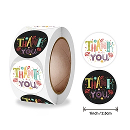 Honeyhandy Word Thank You Self Adhesive Paper Stickers, Round Sticker Labels, Gift Tag Stickers, Mixed Color, 2.5x0.1cm, 500pc/roll