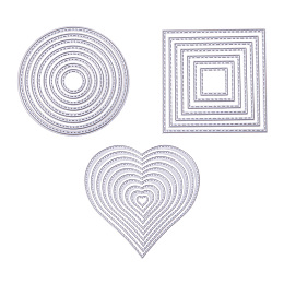 Pandahall Elite 25 PCS Carbon Steel Cutting Dies Heart Square Round Stencils for DIY Scrapbooking Photo Album Decorative DIY Paper Cards Making Gift Debossing Border