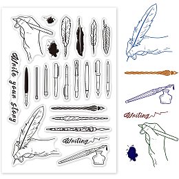 GLOBLELAND Variety of Pens Clear Stamps Transparent Silicone Stamp Seal for Card Making Decoration and DIY Scrapbooking