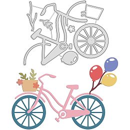 GLOBLELAND Bicycle Metal Cutting Dies Balloons Die Cuts for DIY Scrapbooking Wedding Birthday Valentine's Day Cards Making Album Envelope Decoration,Matte Platinum