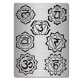 GORGECRAFT Metal Chakra Stencil Mandala Yoga Om Symbols Reusable Stencils Third Eye Throat Heart Templates for Meditation Crown Painting on Wood Wall Canvas, Wood Burning, Pyrography Engraving