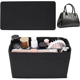 WADORN Felt Tote Bag Insert Organizer, Felt Handbag Organizer Multiple Compartments Toiletry Bag Insert Interior Shaper Detachable Rectangle Bag In Bag for Speedy 30 Neverfull PM, Black