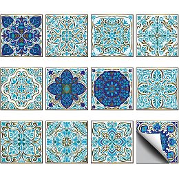 CHGCRAFT 36PCS Vintage Blue Peel and Stick Tile Stickers 4x4 inch Wall Stickers Waterproof Detachable PVC Wall Tile Stickers Decorative Stickers for Kitchen Washroom Bedroom Wall Table Office