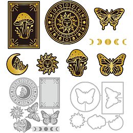 GLOBLELAND 8Pcs Divination Metal Cutting Dies and Hot Foil Plate Divination Metal Die Cuts Embossing Stencils for DIY Scrapbooking Paper Cards Decor Embossing Foil Handmade Craft