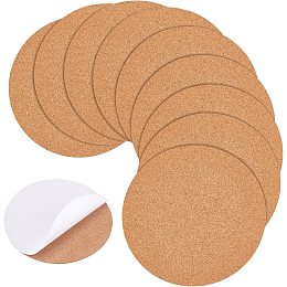 BENECREAT 10pcs Self-Adhesive Cork Sheets, 7.87inch Round Strong Cork Sheets, Mini Cork Tiles for Wall Decoration Floor DIY Crafts Project