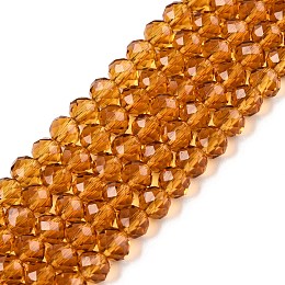 Glass Beads Strands, Faceted, Rondelle, Goldenrod, 4mm, Hole: 0.9mm, about 113~115pcs/strand, 16.14~16.34 inch(41~41.5cm)