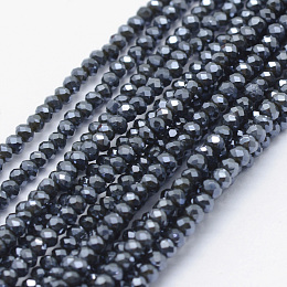 Honeyhandy Electroplate Glass Beads Strands, Full Rainbow Plated, Faceted, Rondelle, Dark Slate Gray, 2.5x1.5mm, Hole: 0.5mm, about 197~201pcs/strand, 12.9 inch(33cm)