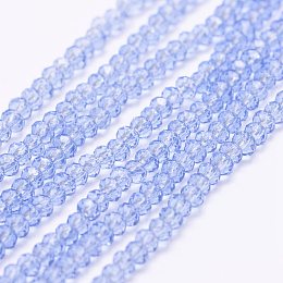 Honeyhandy Transparent Glass Beads Strands, Faceted, Rondelle, Cornflower Blue, 2.5x1.5~2mm, Hole: 0.5mm, about 185~190pcs/strand, 13.7 inch~14.1 inch