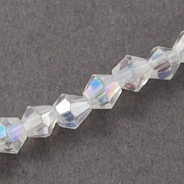 NBEADS 10 Strands AB Color Plated Bicone Glass Beads, 2x3mm, Hole: 0.5mm; about 200pcs/strand, 16.5"