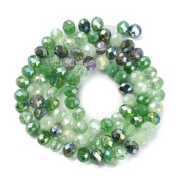 Honeyhandy Electroplate Glass Beads Strands, Faceted, Rondelle, Sea Green, 5.5~6x5mm, Hole: 1mm, about 90~92pcs/strand, 16.54 inch~16.93 inch(42~43cm)