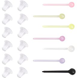 CHGCRAFT 350Pcs 7 Colors Plastic Tiny Ball Stud Earrings with Ear Nuts for Jewelry Earings, Mixed Color