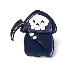 Honeyhandy Wizard Enamel Pin, Halloween Alloy Brooch for Backpack Clothes, Electrophoresis Black, Marine Blue, 28.5x27x1.5mm